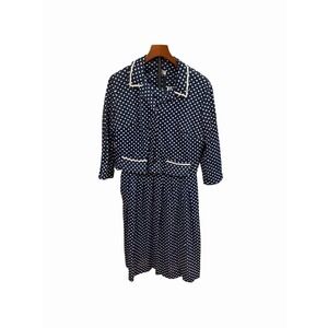 Vtg 60s Shelton Stroller 18 1/2  Polka Dot Dress With jacket Midi Dress fits L